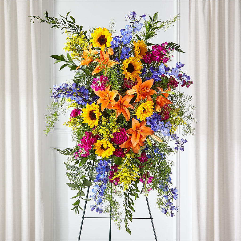 Sunlit Memories Standing Spray (Standard) – CLARKSON FLOWERS & GIFTS, Mississauga ON