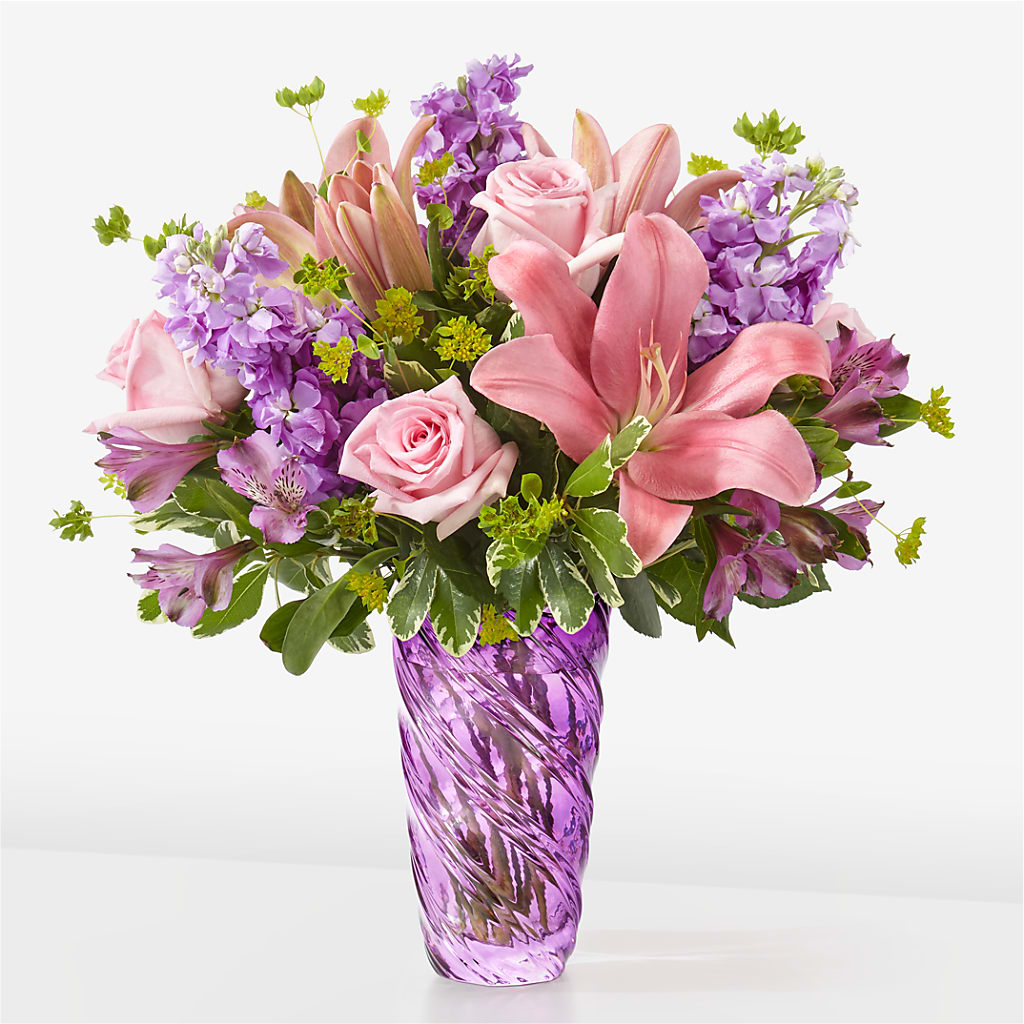 Precious Petals Bouquet with Luxe Swirl Vase – CLARKSON FLOWERS & GIFTS, Mississauga ON