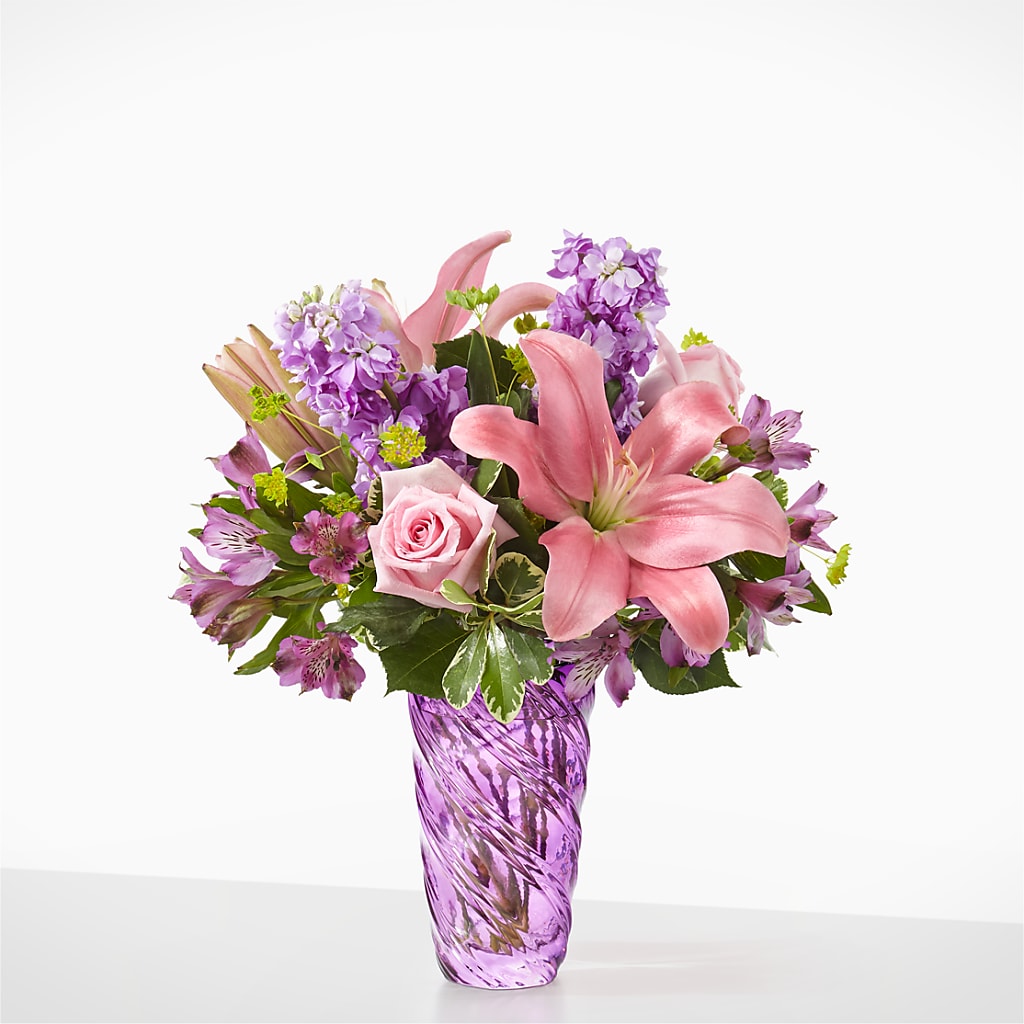 Precious Petals Bouquet with Luxe Swirl Vase – CLARKSON FLOWERS & GIFTS, Mississauga ON
