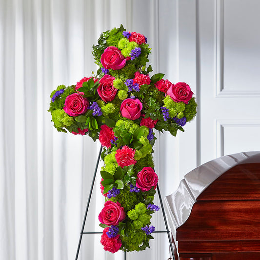 Tribute Rose Floral Cross – CLARKSON FLOWERS & GIFTS, Mississauga ON