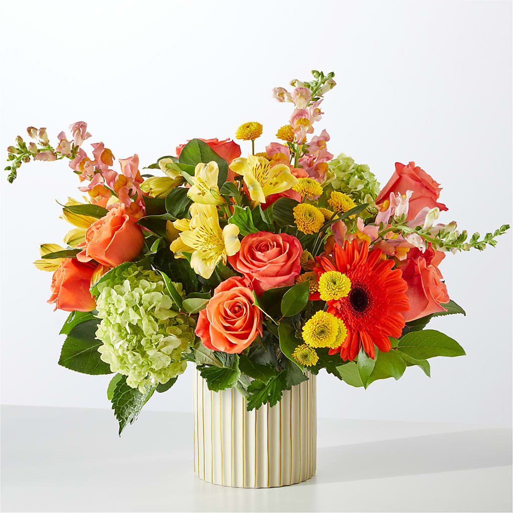 Autumn Sunshine Bouquet with Ivory Vase – CLARKSON FLOWERS & GIFTS, Mississauga ON
