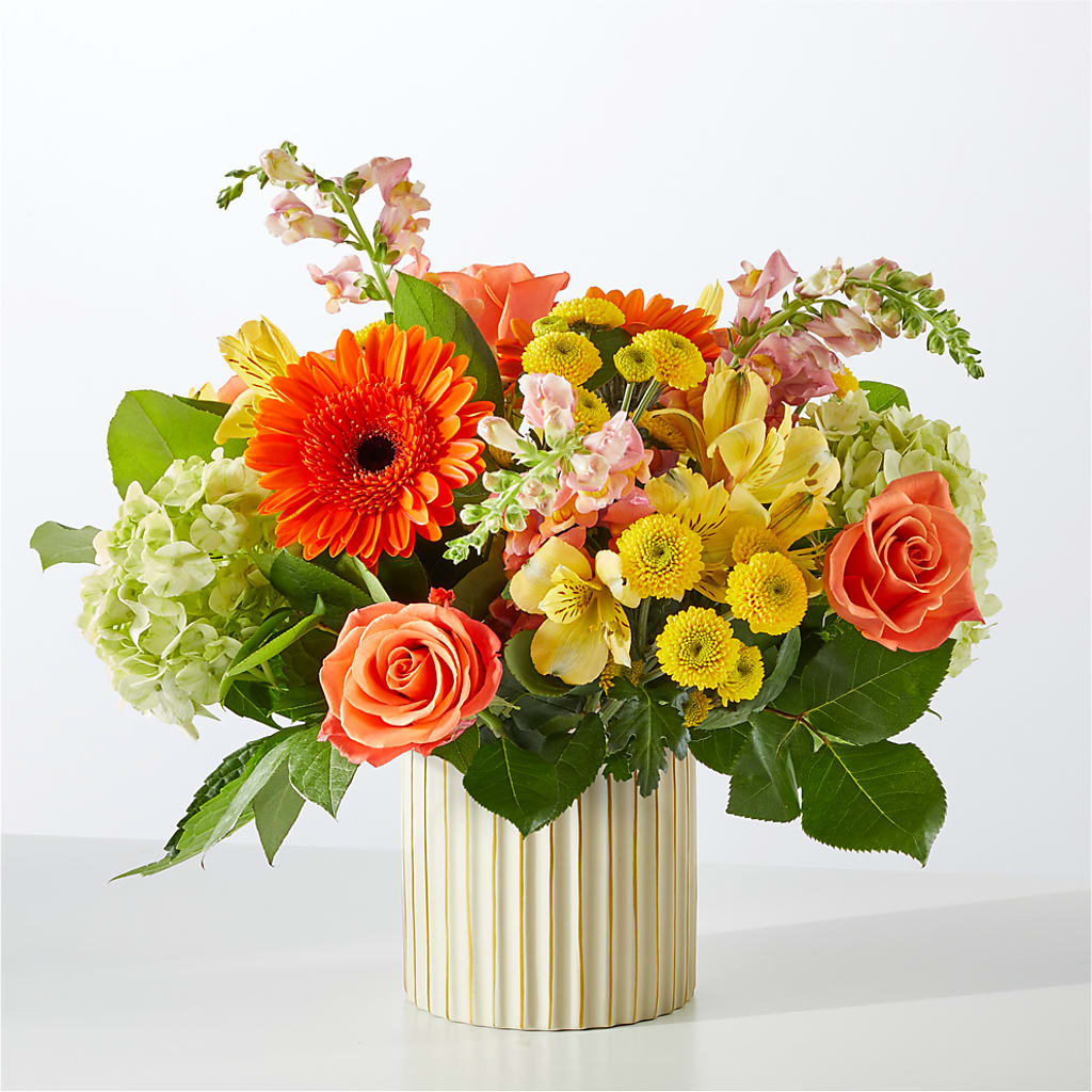 Autumn Sunshine Bouquet with Ivory Vase – CLARKSON FLOWERS & GIFTS, Mississauga ON